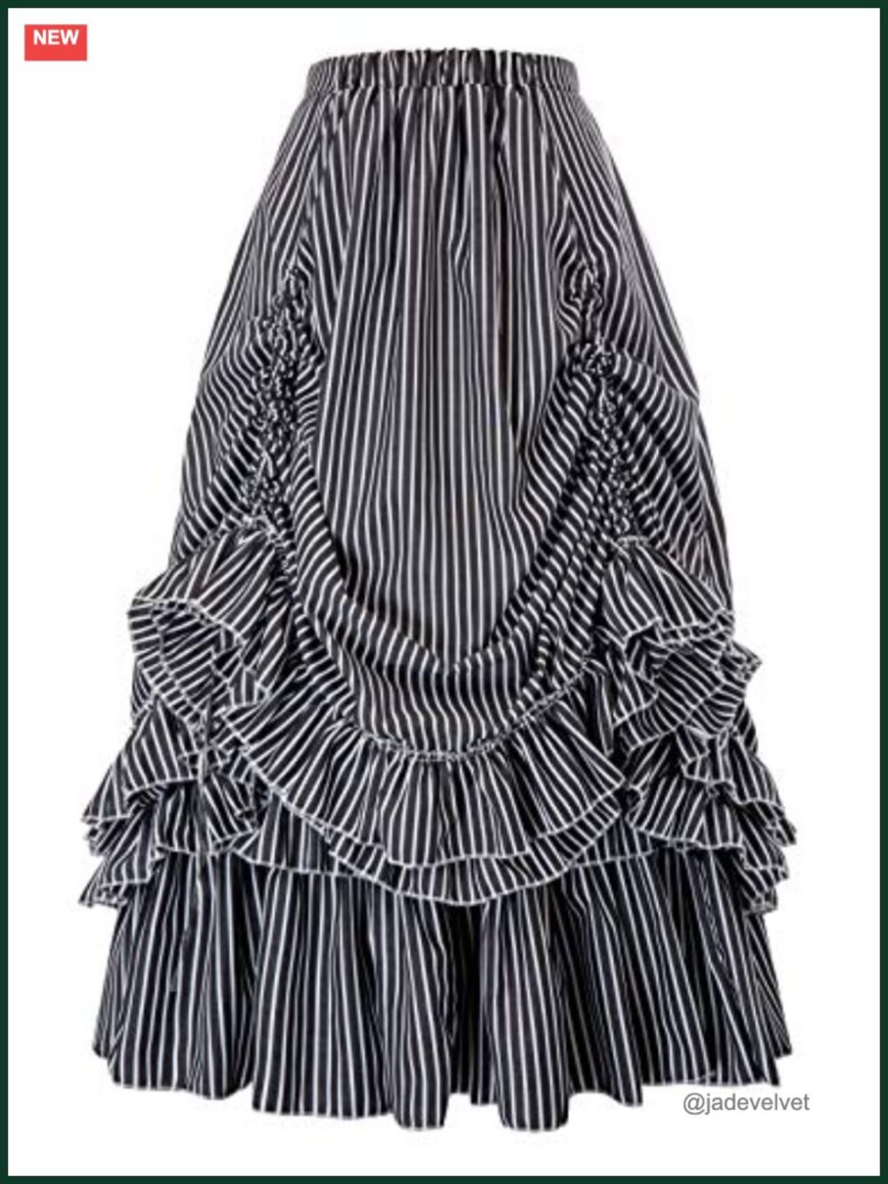 Victorian Gothic Striped High Waist Ruffled Steampunk Skirt